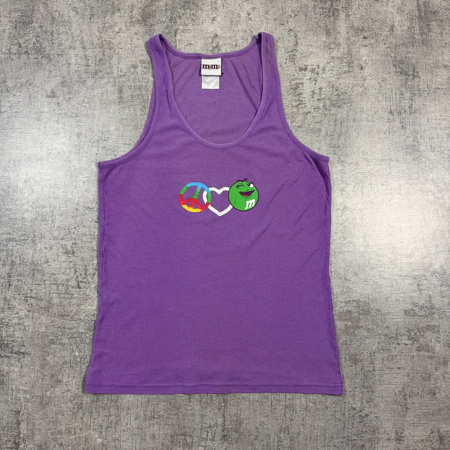 Vintage M&M Womens Purple Graphic Singlet Size 2XL Womens Tank Top            -I48