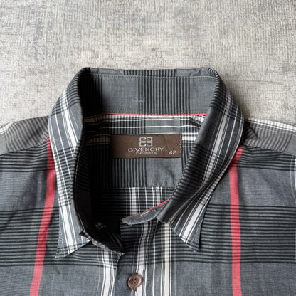 Givenchy Cropped Plaid Button Up Shirt Size 42/L Mens Short Sleeve             -A62