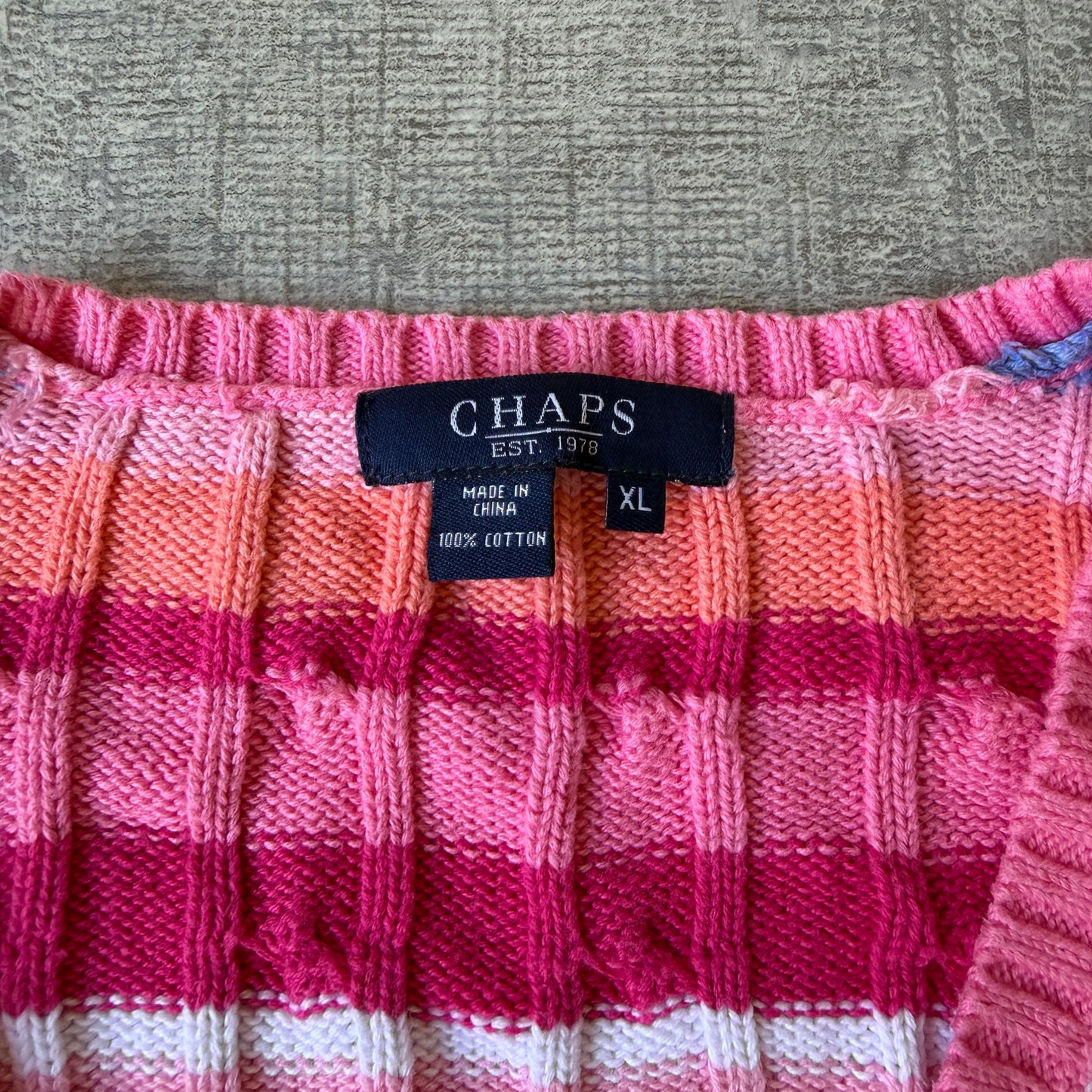 Chaps Ralph Lauren Womens Pastel Cable Knit Sweater Size XL               -E32
