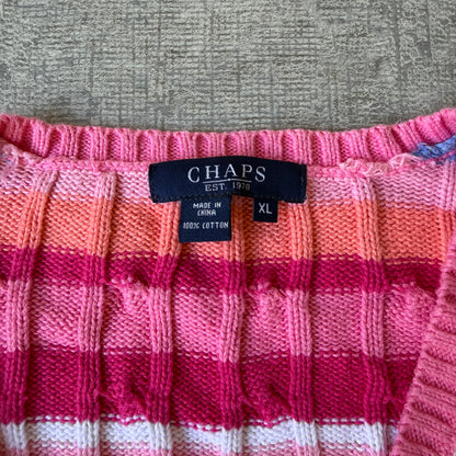 Chaps Ralph Lauren Womens Pastel Cable Knit Sweater Size XL               -E32