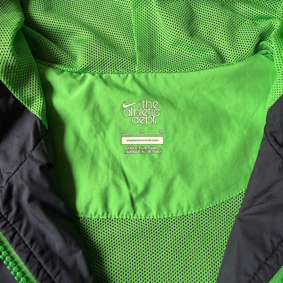 Nike Y2K Windbreaker Zip Jacket Size M Navy Green Hooded                 -F31
