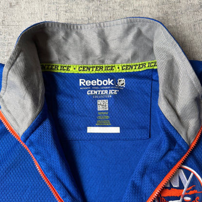 Reebok NY Islanders NHL Blue Orange Quarter Zip Jacket Size M           -H30