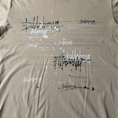 Billabong Y2K Script Graphic T-Shirt Size L Mens Beige Tee            -C24
