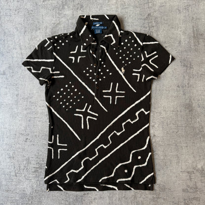 Ralph Lauren The Skinny Polo Shirt Size S Womens Black White Y2K Top            -H54