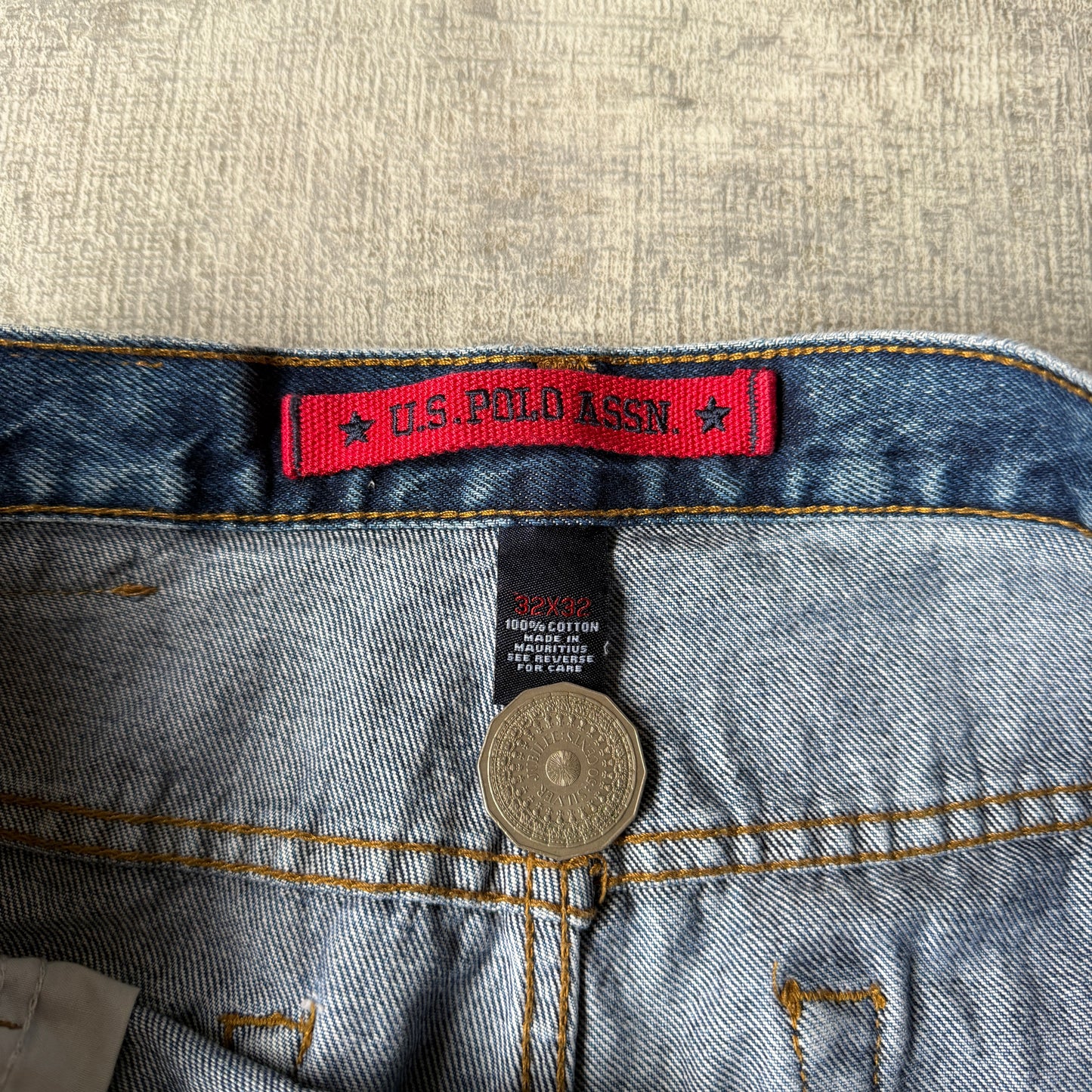 US Polo Assn Y2K Baggy Blue Jeans Size 32 Dark Blue Embroidered        -H14