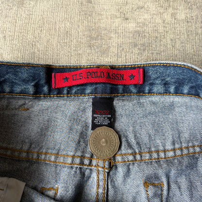 US Polo Assn Y2K Baggy Blue Jeans Size 32 Dark Blue Embroidered        -H14