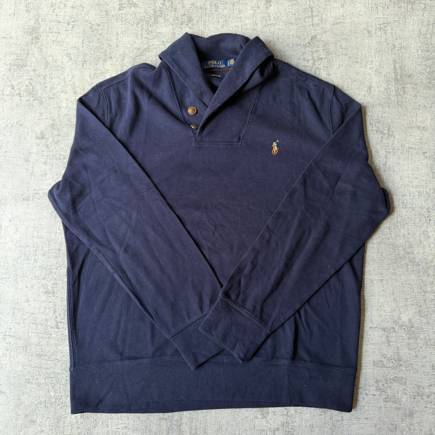 Polo Ralph Lauren Mens Sweater Size L Mens Navy Shawl Collar               -D28
