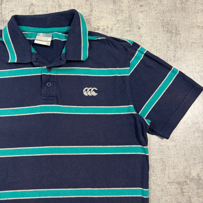 Canterbury Y2K Striped Polo Shirt Size M Mens Blue/ Green Top                        -I68